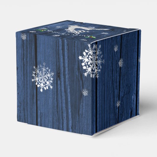 Blue Rustic-kerstrenrendierbox Bedankdoosjes (Achterkant)