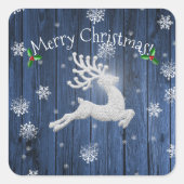 Blue Rustic-kerstrenrendierSticker Vierkante Sticker (Voorkant)