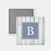 Blue Rustic Monogram Magnet Magneet (Voorkant / Achterkant)