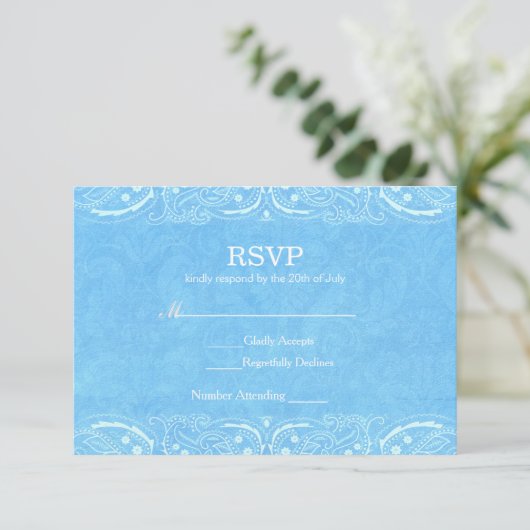 Blue Rustic Paisley Pays Mariage Ouest RSVP (Debout devant)