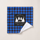 Blue Rustic Plaid Bear Woods Cabine de famille (Gant de toilette)