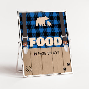 Blue Rustic Plaid Lumberjack Baby shower Eten Poster