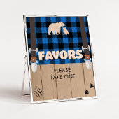 Blue Rustic Plaid Lumberjack Baby shower Favoriete Poster