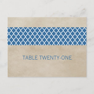 Blue Rustic Quatrefoil Table Number Briefkaart