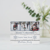Blue Rustic Snowflakes Flat Holiday Carte photo (Debout devant)