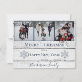 Blue Rustic Snowflakes Flat Holiday Carte photo (Devant)