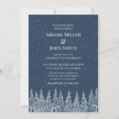 Blue Rustic Winter Forest Wedding Invitations (Devant)
