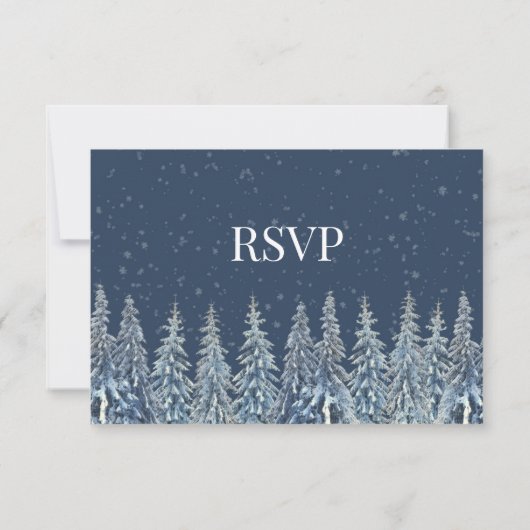Blue Rustic Winter Forest Wedding RSVP (Dos)