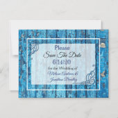 Blue Rustic Wood Save the Date Wedding Magnet Magnetische Uitnodiging (Voorkant)
