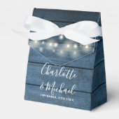 Blue Rustic Wood String Lights Mason Jars Wedding Bedankdoosjes (Voorkant Zijde)