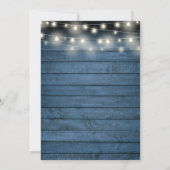Blue Rustic Wood String Lights Retirement Party Kaart (Achterkant)