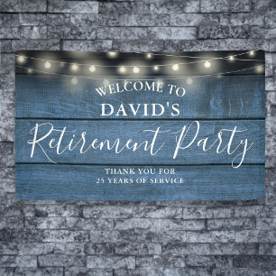 Blue Rustic Wood String Lights Retirement Party Spandoek