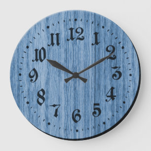 Blue Rustic Wooden Clock Grote Klok