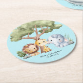 Blue safari baby shower  ronde kartonnen onderzetter (Gebogen)