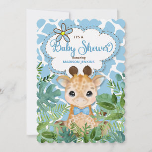 Blue Safari Giraffe Baby shower Kaart