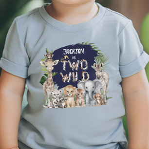 Blue Safari Oerwoud Twee Wild Boy 2e Verjaardag LA Kinder Shirts