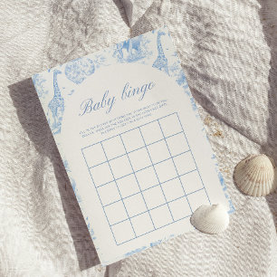 Blue Safari Toile de Jouy Baby Shower Bingo Spel