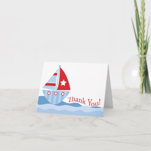 Blue Sailboat Baby shower Merci Carte de note (Devant)