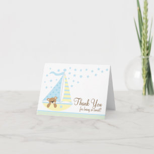 Blue Sailboat Baby shower Merci Carte de note