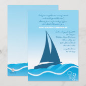 Blue Sailboat Invitation Kaart (Voorkant / Achterkant)