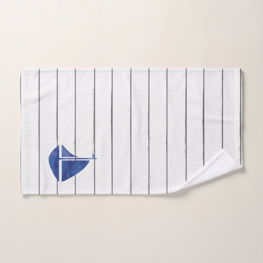 Blue Sailboat Nautical Shiplap Bath Towel Set Bad Handdoek (Handdoek)