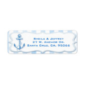 Blue Sailing Anchor Nautical Wedding Address Etiket (Voorkant)