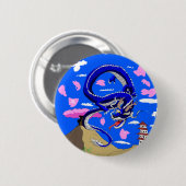 Blue Sakura Dragon Button (Voorkant /achterkant)