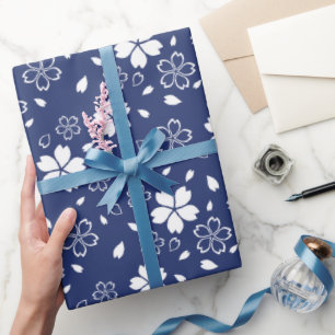 Blue Sakura Pattern Cadeaupapier