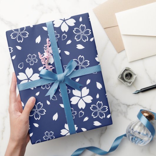 Blue Sakura Pattern Cadeaupapier (Geschenken)