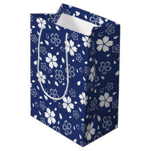 Blue Sakura Pattern Medium Cadeauzakje