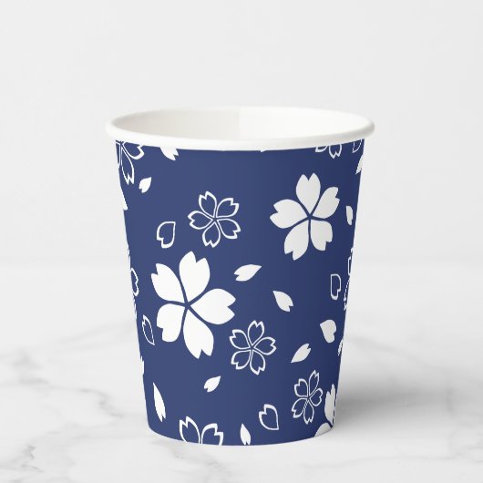 Blue Sakura Pattern Papieren Bekers (Links)