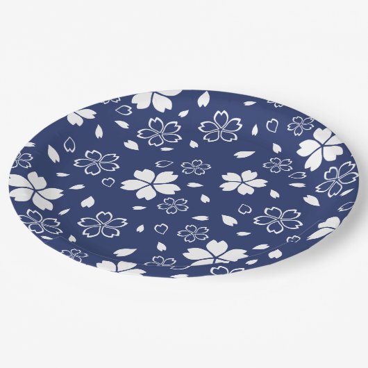 Blue Sakura Pattern Papieren Bordje (Gekanteld)