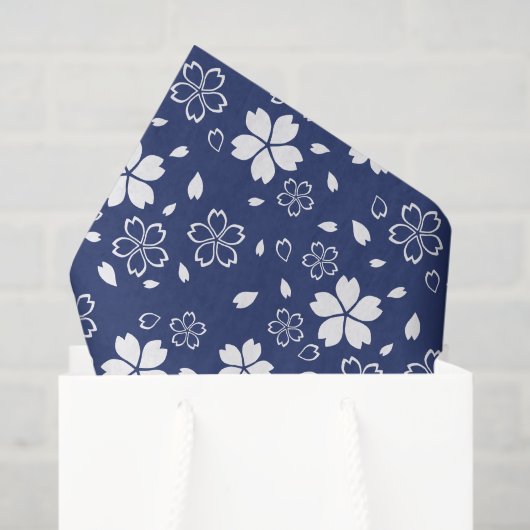 Blue Sakura Pattern Tissuepapier (Cadeauzakje)