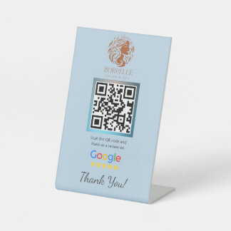 Blue Salon Google Review Counter Stand Sjabloon Reclamebord Met Voetstuk