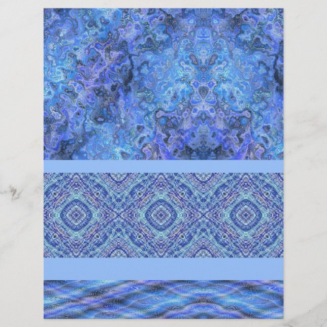 Blue Sampler Scrapbook Paper 2-Sided Page (Devant)