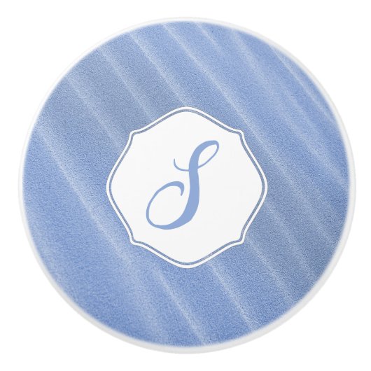 Blue Sand Ripples Monogram Ceramic Pull Keramische Knop (Voorkant)