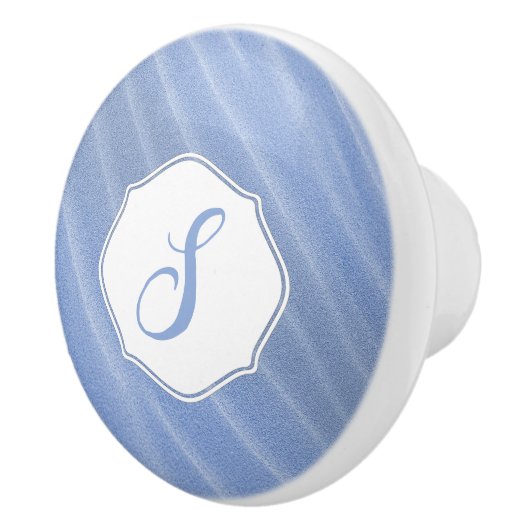 Blue Sand Ripples Monogram Ceramic Pull Keramische Knop (Rechts)