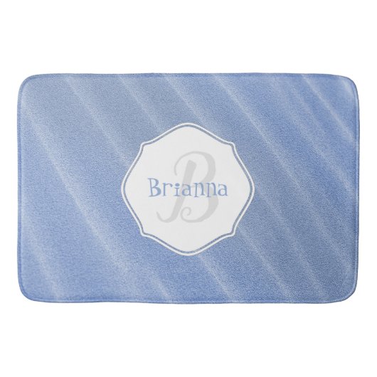 Blue Sand Ripples Personalized Bath Mat (Voorkant)