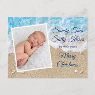 Blue Sandy Toes Salty Kisses Merry Kerstmis Briefkaart