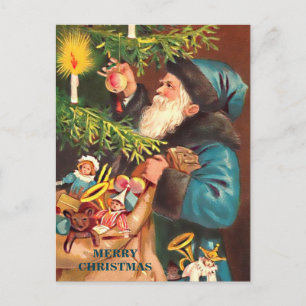 Blue Santa  Blue Suit & Black Fur, Briefkaart