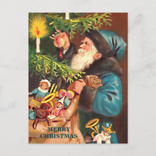 Blue Santa  Blue Suit & Black Fur, Briefkaart (Voorkant)