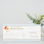 Blue Santa Cheque Gift Voucher Card Kaart (Staand voorkant)