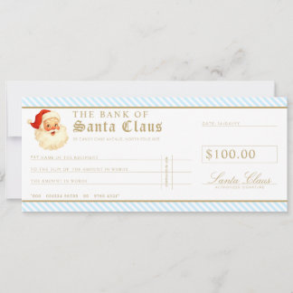 Blue Santa Cheque Gift Voucher Card Kaart
