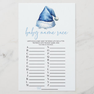Blue Santa Christmas Naam Race Baby shower Game Briefpapier