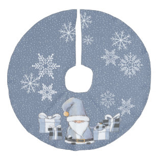 Blue Santa Gnome met Gifts Imitatie Linnen Kerstboom Kleed