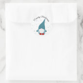 Blue Santa Gnome Ronde Sticker (Tas)
