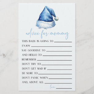 Blue Santa Hat Advies Baby shower Spel Activiteit Briefpapier