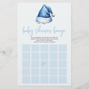 Blue Santa Hat Christmas Bingo Baby shower Game Briefpapier