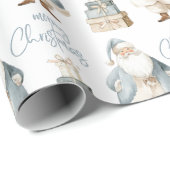 Blue Santa Merry Christmas  Cadeaupapier (Rol Hoek)