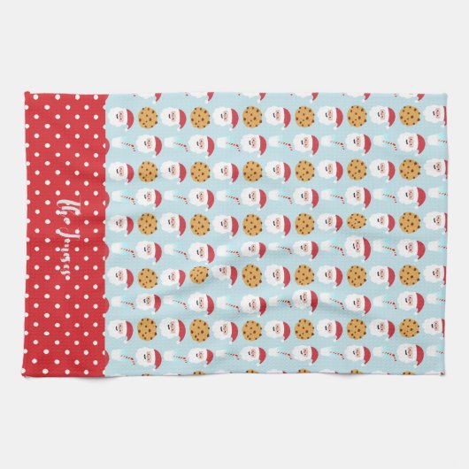 Blue Santa Milk en Cookies Kitchen Towel Theedoek (Horizontaal)